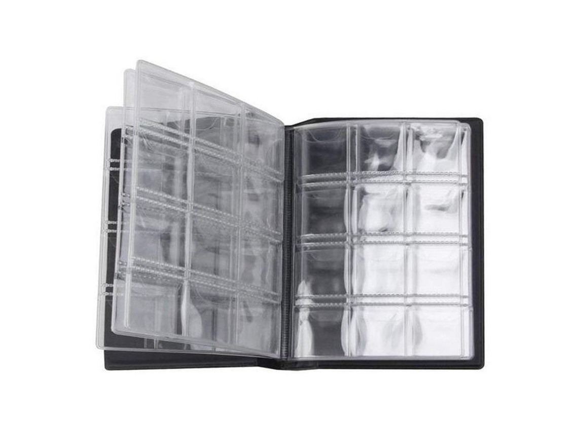 Caderno de Moedas Nova Line, 120 bolsos, capa preta, PVC transparente | S/MARCA