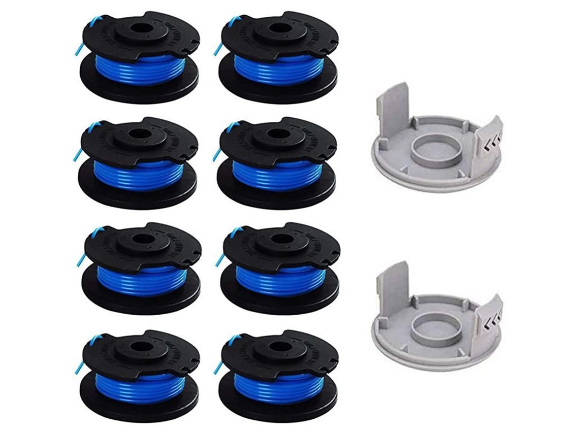 2026-10 Bobinas De Repuesto Para Cortacésped Ryobi 18v 24v 40v, 0.065 Pulgadas, 11 Pés, Compatible Com Ac14rl3a, 8 Bobinas + 2 Tampas