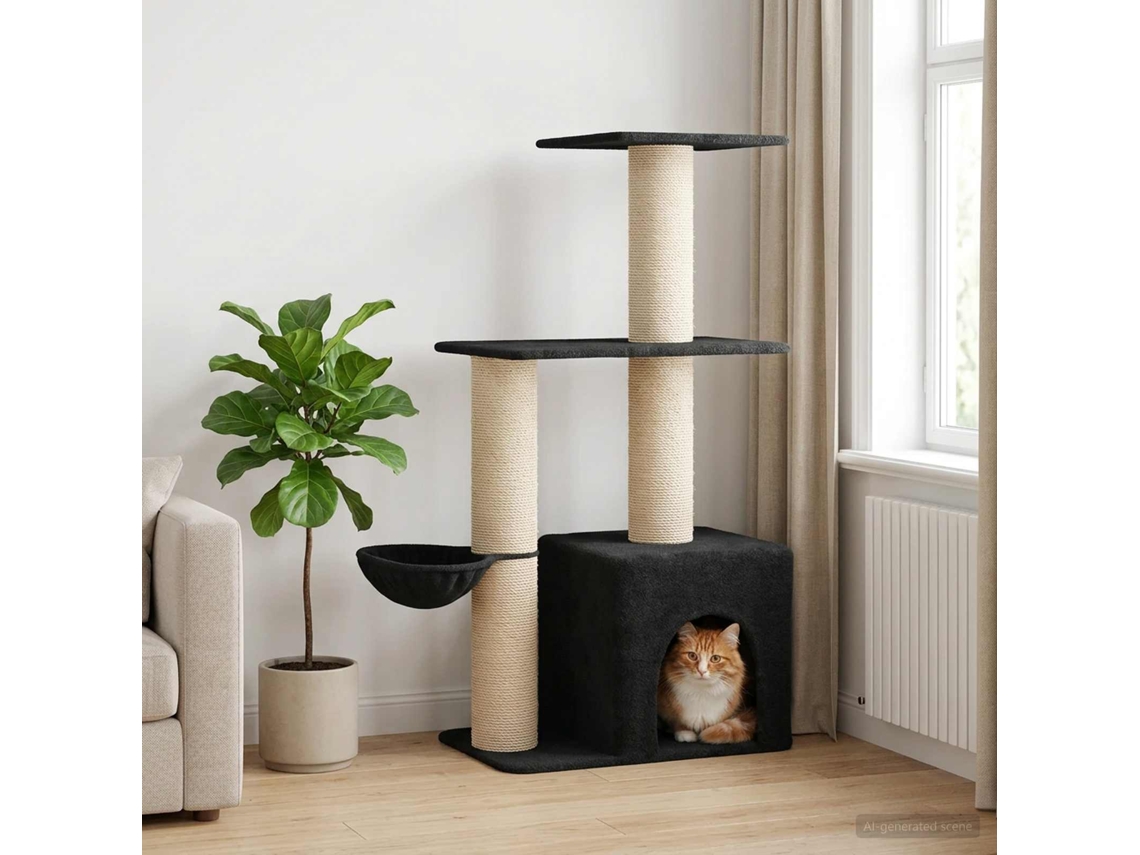 Vidaxl Árvore Com Postes De Sisal Cinzento-escuro 133 Cm