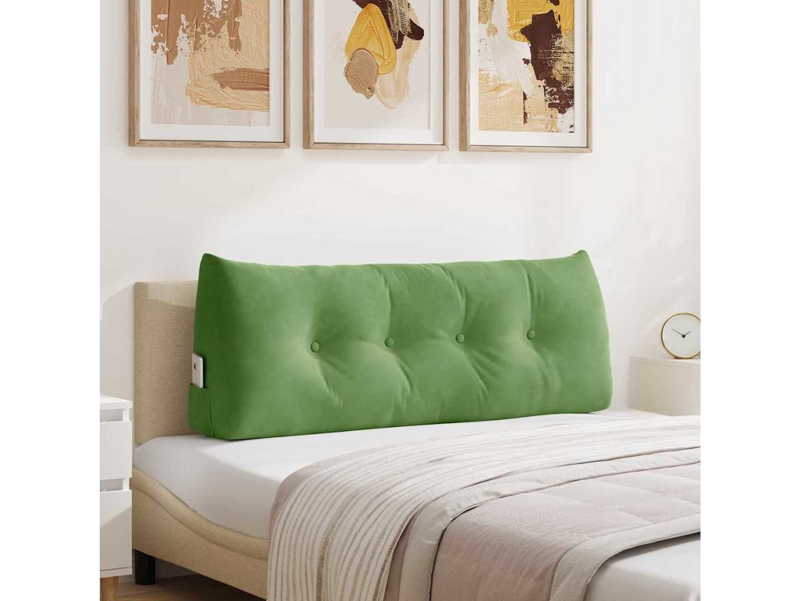 Vidaxl Travesseiro Para Costas Verde Claro 120 X 24 X 50 Cm Veludo