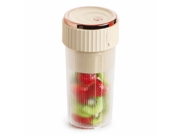 Liquidificadora Portátil Sem Fios Para Smoothies, 300 Ml, 6 Lâminas Em Aço Inoxidável, Creme