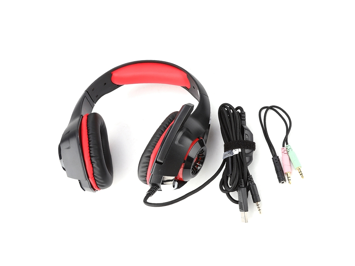 Fone De Ouvido Gaming Estéreo Com Microfone Para Esports, Com Fio Usb De 3,5mm, Black Red