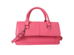 Bolsa de Ombro Feminina Estampada Couro Pu Alça Ajustável Transversal Rosa