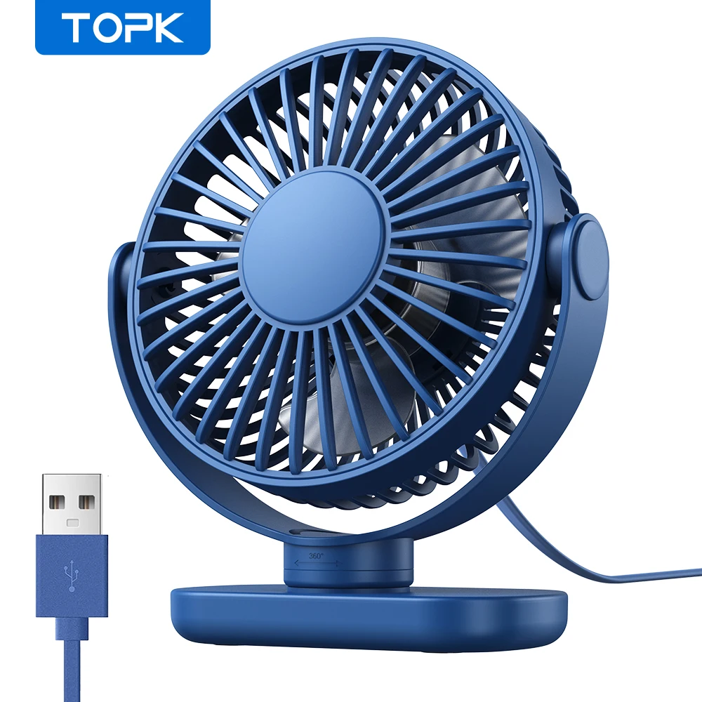 (azul) Mini Ventilador De Chão Portátil Com Porta Usb Recarregável