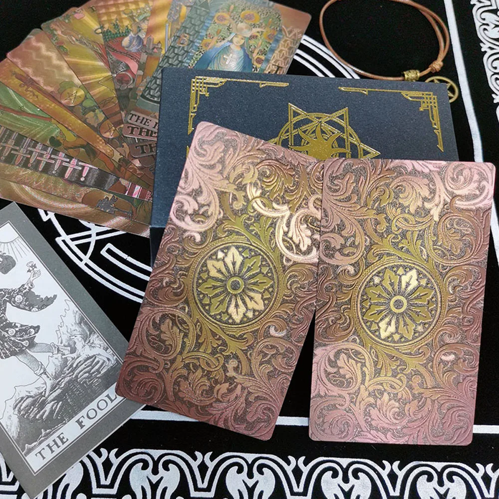Caixa De Presente Com Cartas De Tarô Em Ouro Aquecido, Jogo De Tabuleiro Em Pvc Impermeável E Resistente Ao Desgaste Com Textura Termopressionada