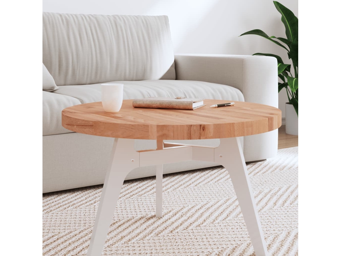 Vidaxl Tampo De Mesa Redondo Ø70x4 Cm Madeira De Faia Maciça