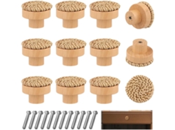 Conjunto De 12 Puxadores Boho Rattan Para Cômoda, Puxadores De Madeira Trançada Em Vime, Puxadores Elegantes Para