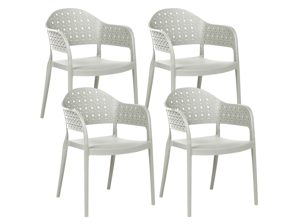 Quatro Cadeiras Empilháveis Para Interior E Exterior Beliani Narino De Polipropileno Verde Claro 55x50x78