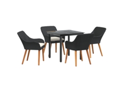Conjunto 5 Móveis De Jardim Vidaxl Preto Vime Pe (80 X 80 X 74 Cm)
