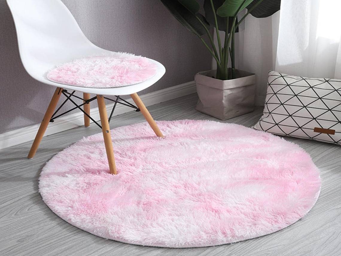 Lurelia Tapete Redondo Infantil Antiderrapante Macio Fofo Rosa Claro 40x40 Cm Sala Quarto R778