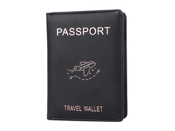 Capa Para Passaporte Com Vários Compartimentos Cartões, Em Pu Preto, Impermeável E Com Toque Confortável