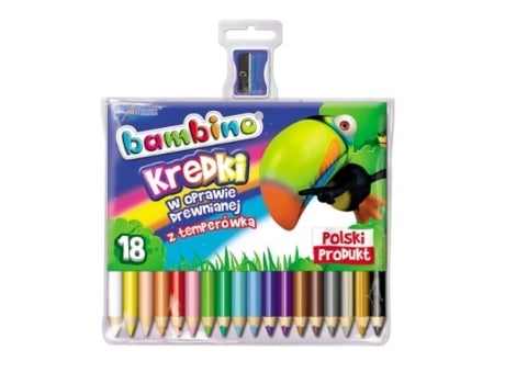 Kit De Lápis De Cor De Madeira Bambino Com 18 Cores E Afiação Incluída