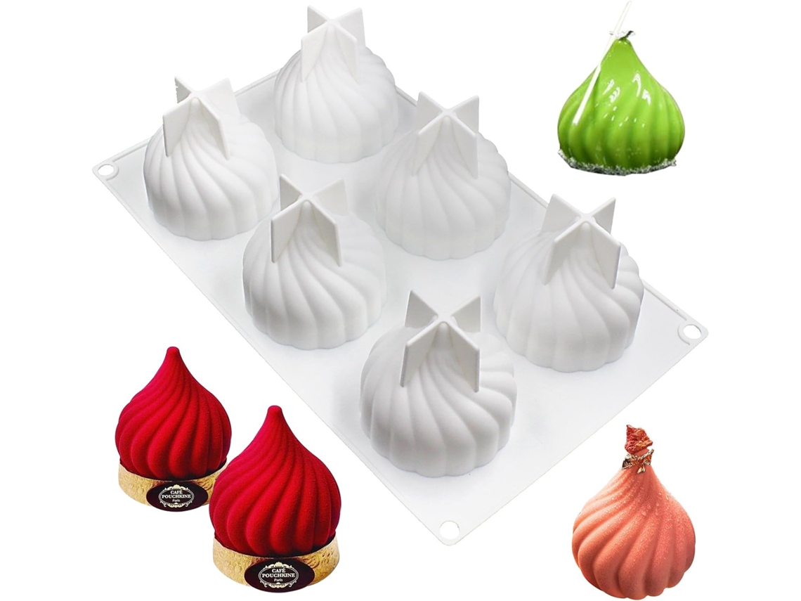 Funshowcase Grande 6 Cavidades Cúpula Espiral Silicone Molde Bandeja Por Cavidade 2 X 8 Polegadas UISAVE