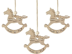 Árvore de Natal Suspensa - Conjunto de 3 Peças em Madeira - Artesanato DIY - Pingente em Formato de Coração - Presente