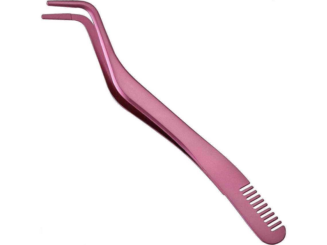 Aplicador De Cílios Com Pente, Aplicador De Cílios De Aço Inoxidável, Pinça Curva Para Cílios Postiços, Rosa Everley891