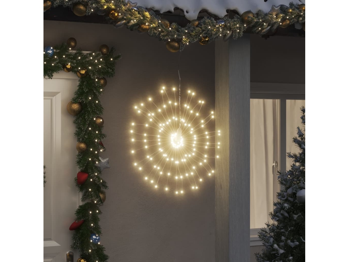 Vidaxl Iluminações Estrelares Natal 140 Leds 2 Pcs 17 Cm Branco Quente
