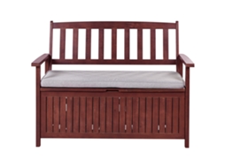 Banco De Jardim Com Almofada Beliani Sovana De Madeira De Acácia Cinzento Claro 120x60x91