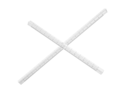 Régua transparente de 2 peças, ferramenta de desenho de precisão, material escolar.