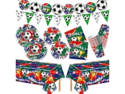 Kit De Decoração Festa Futebol Copa Do Mundo Pratos 7/9 Polegadas Copos Guardanapos Toalha Bandeirinhas Ambiente Esportivo, Ergonômico, U...