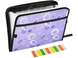 Pasta Suspensa Digital Geométrica Minimalista Roxa Com 13 Bolsos, Tamanho A4, Com Fecho De Zíper Documentos