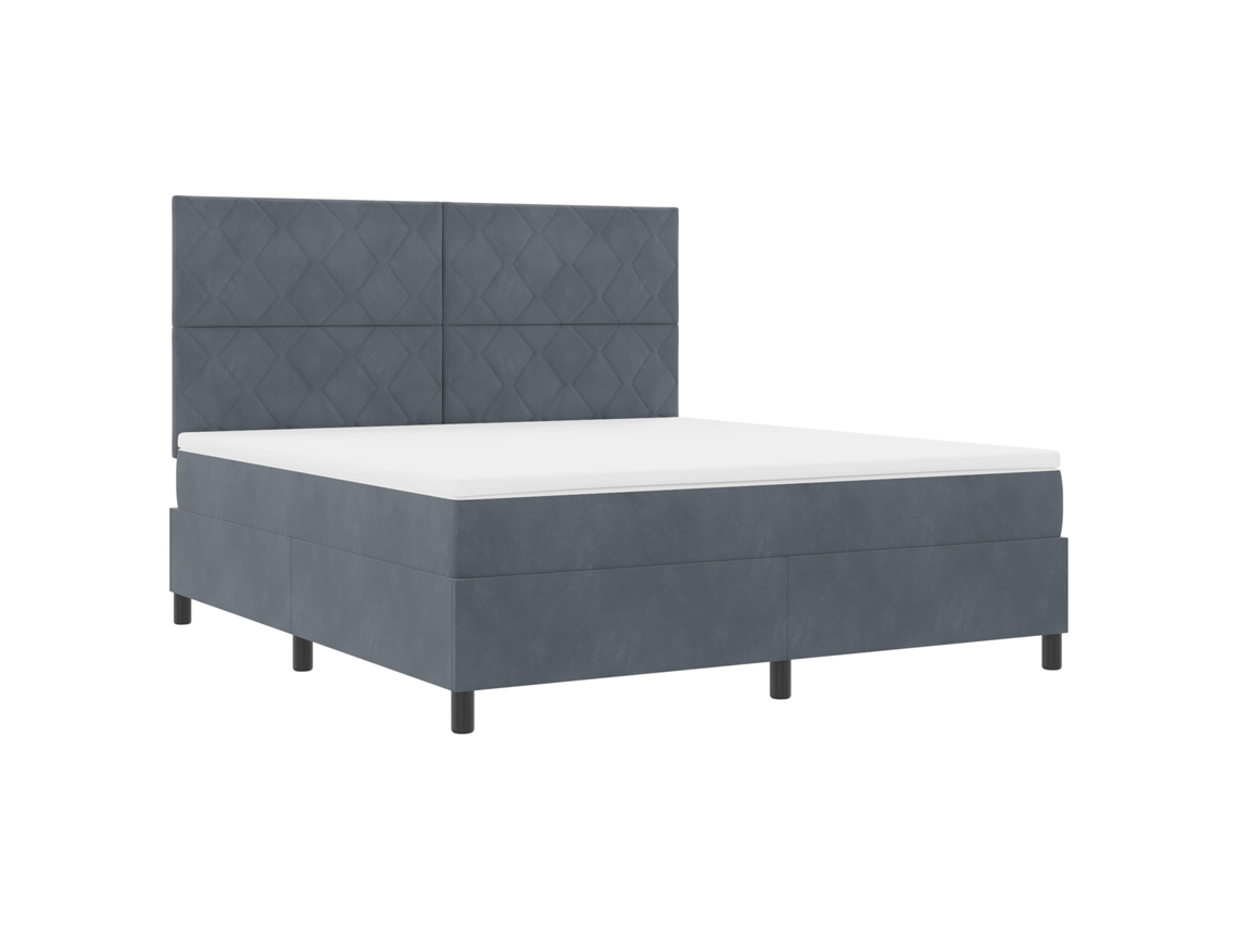 Colchão De Cama Com Molas Ensacadas E Capa De Zíper Vidaxl Cinzento Veludo (180x200 Cm)