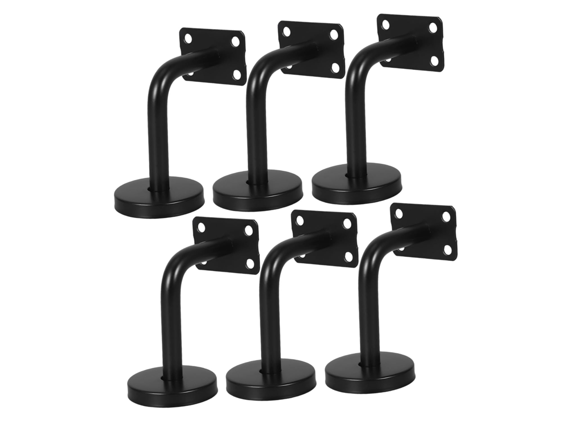 Conjunto de 6 Suportes para Corrimão de Escada em Aço Inoxidável Preto, Práticos e Confortáveis. SFUSHOS