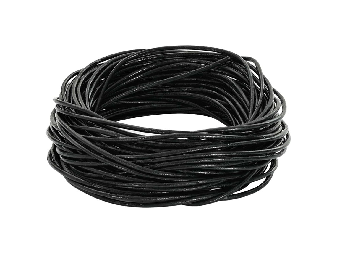 Vidaxl Corda De Couro 1 Preto Ø1 Mm X 10 M Couro