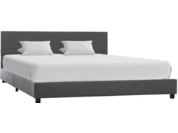 Bed Frame, Bed Frames Vidaxl Cinzeto Couro Artificial (140 X 200 Cm)
