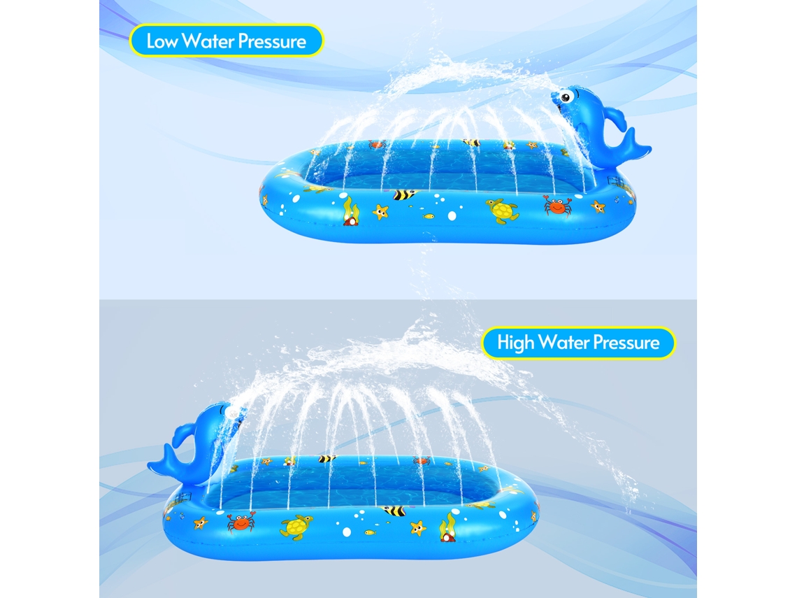 Mali piscina Inflável com Sprinkler Golfinho para Crianças 170x101cm Brinquedo de Água Verão Quintal