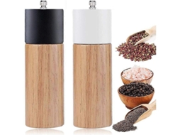 Molinillo de Pimienta Y Sal Manual Con Rueda de Molido Cerámica Ajustable Conjunto de Saleros Y Pimenteros para Molido Grueso Y Fino