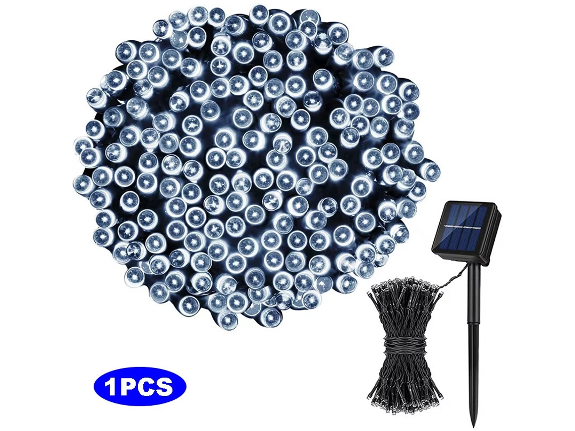Cordão De Luz Led Solar 200 Leds, 22m, 8 Modos E Ip65 - Branco - Eifson