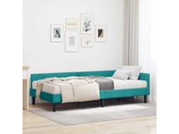 Vidaxl Estrutura De Cama De Canto Com Colchão 2 Unid. Turquesa Veludo