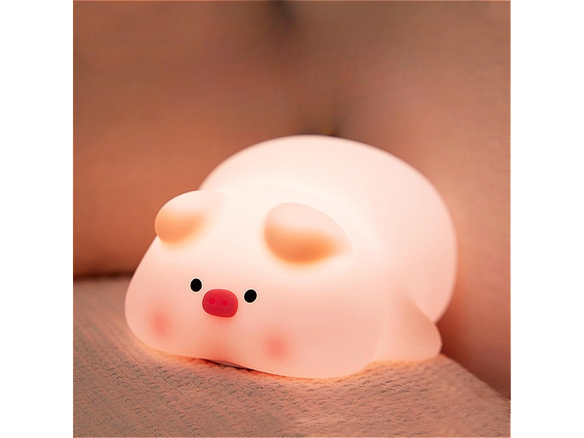 Fofa Luz Noturna Infantil em Porquinho Rosa Formato Com 3