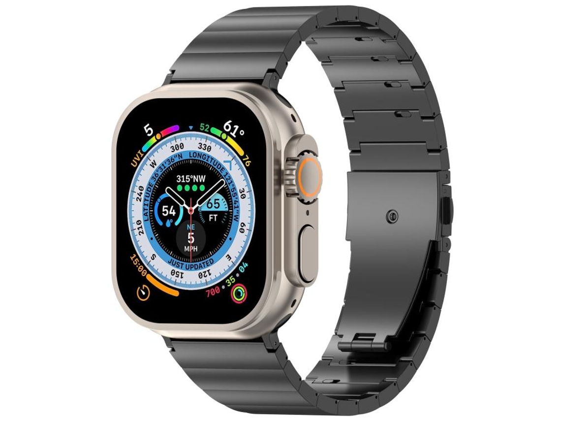 Bracelete para Apple Watch 46/49/45/44mm Liga de Titânio com Fecho Plano de Liberação Rápida Preto XIAOMOYU