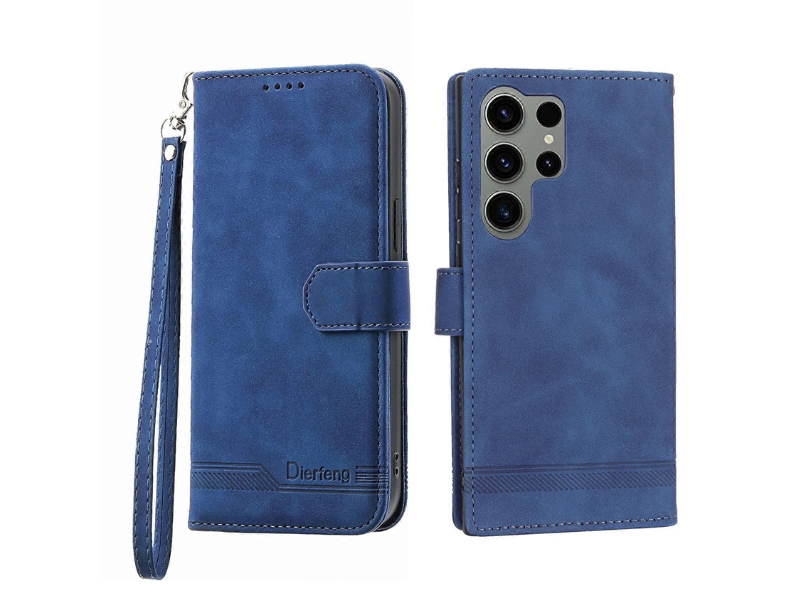 Capa Para Samsung Galaxy S23 Ultra 5g Dierfeng Dream Line Em Tpu + Couro Pu