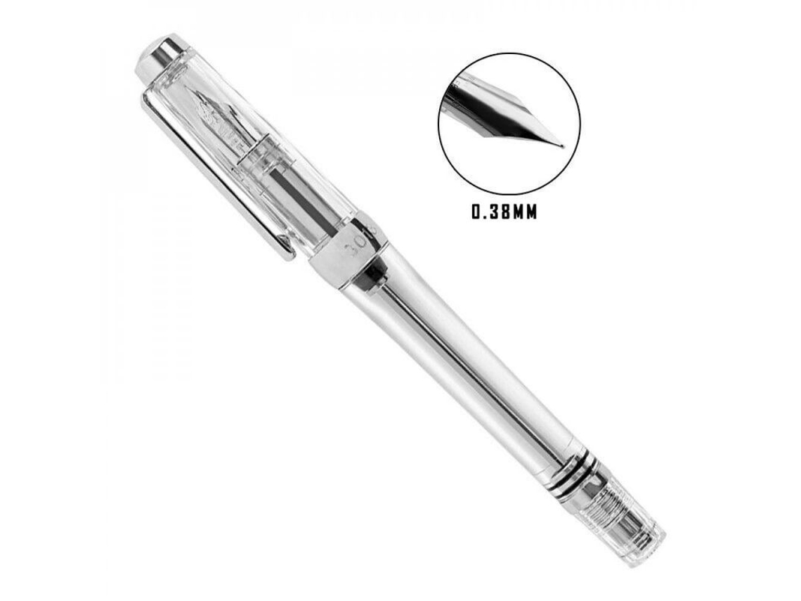 2026 pluma Fountain Transparente Piston Carga Grande Punto Fino 0.38/0.5mm Plástico Regalo Plata Tamaño 0.5mm