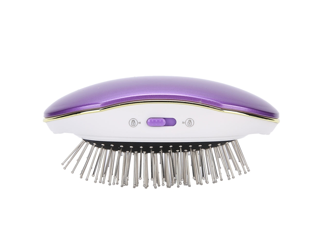 Pente Elétrico De Massagem Com Vibração E Íons Negativos Antiestático Para Cabelo E Couro Cabeludo Roxo