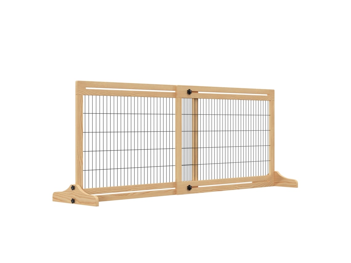 Portão De Segurança Extensível Para Cães Portão De Madeira 104-180x36x69 Cm Natural - Design Moderno, Prático, Alta Qualidade, Versátil