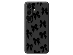 Capa Tkdaddy Para Samsung Galaxy S25 Preta Com Estampa De Laço E Bordas Retas Em Tpu, Capa Traseira Preta