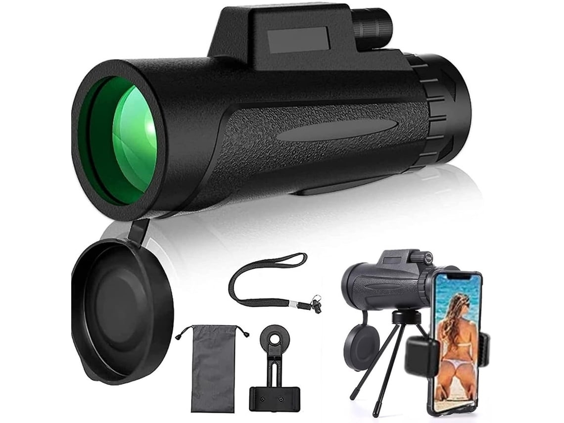 Monóculo 12 X 50 Hd Monóculo Hd com Suporte para Smartphone e Tripé À Prova Dágua para Observação de Pássaros Acampamento Caminhada Preto USHION