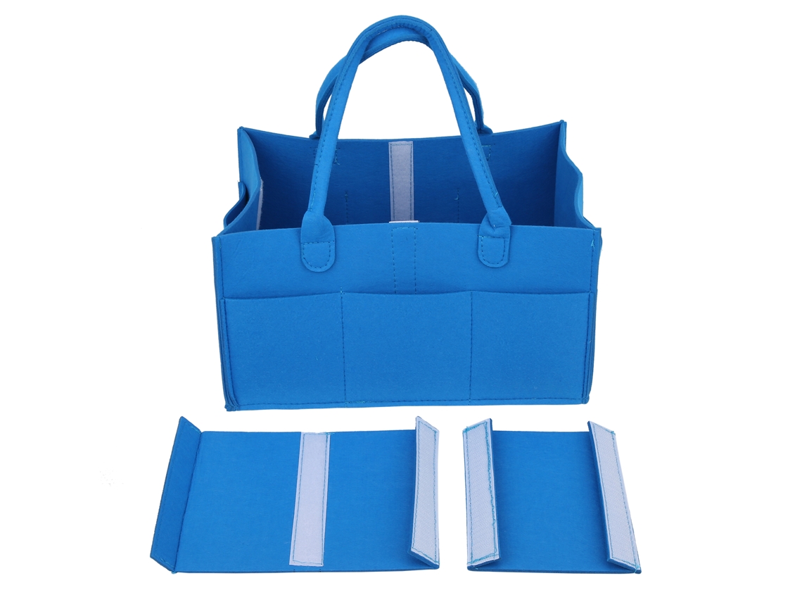 Mali organizador de Fraldas Bebê com Múltiplos Compartimentos Bolsa Mãe Feltro Azul