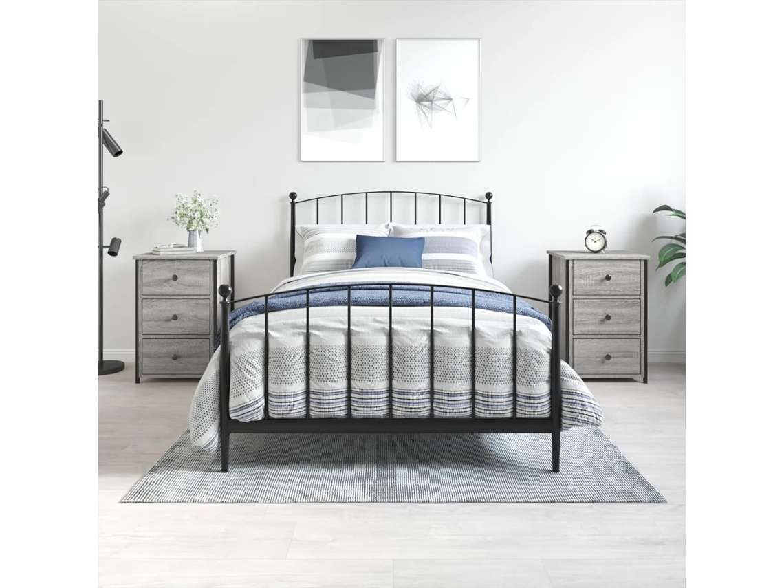 Vidaxl Mesas De Cabeceira 2 Pcs Derivados De Madeira Cinzento Sonoma