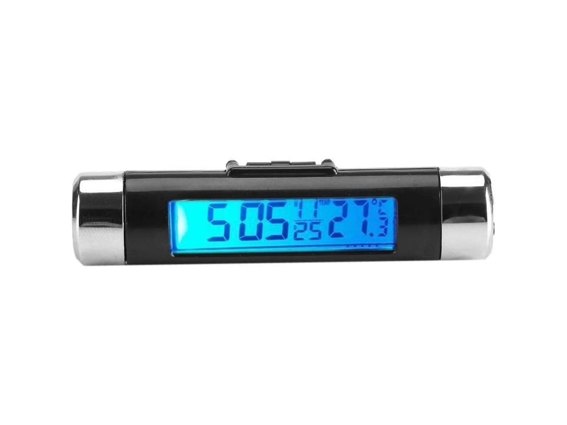 Termômetro Relógio Automóvel 2 Em 1 Digital Lcd Com Retroiluminação Clip Para Carro Cozinha 8.6x2cm 2025