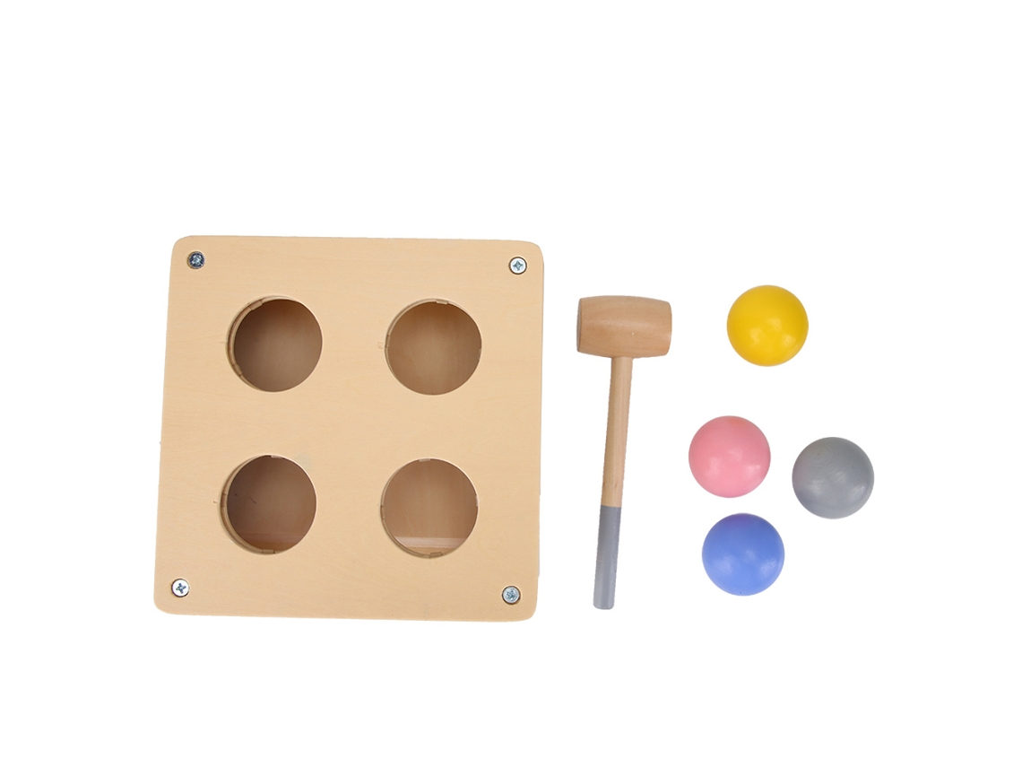 Brinquedo de mesa de pancada com martelo e bolas de madeira para educação infantil (2026)