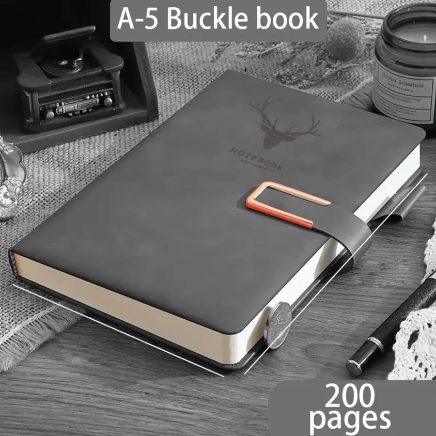 (cinza, A5) Pacote Com 5 Cadernos Vintage De Couro Tamanho A5 Com Capas Macias Personalizadas.