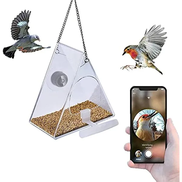 rmalimentador De Pássaros Inteligente Com Câmera, Câmera Hd 1080p Sem Fio Wi-fi Visão Noturna, Lente Ultra Grande Angular 170°, Controle R