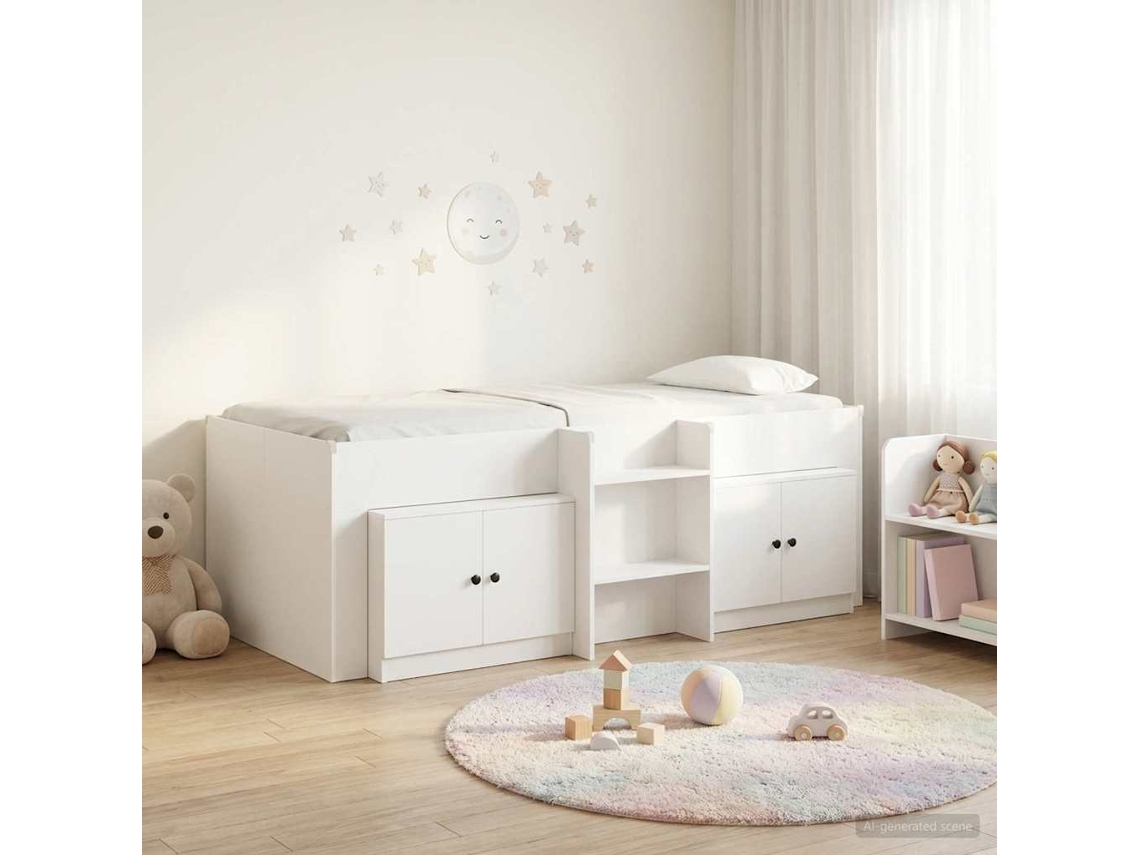 Vidaxl Cama Loft Com Armário 3 Unid. Branco Derivados De Madeira