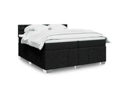 Vidaxl Cama Com Molas/colchão 200x200 Cm Tecido Preto