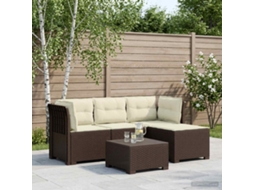 Vidaxl Sofá De Jardim Para 4 Pessoas Com Almofadas Estilo Rattan Pp