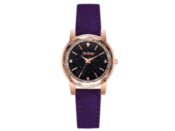 Relógio de Pulso de Quartzo Fashion Pu Estilo Simples Casual com Strass Roxo